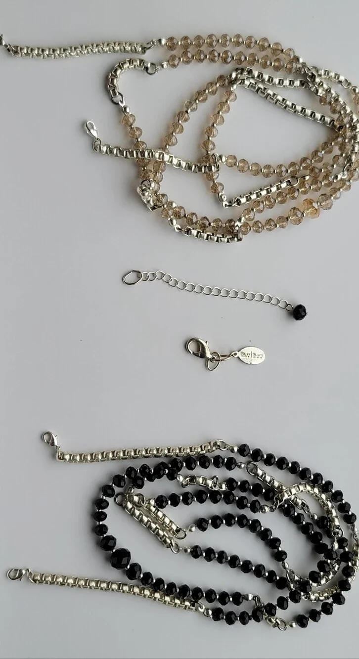 White House Black Market, Faceted Glass & Silvertone 2 Necklaces, Convertible